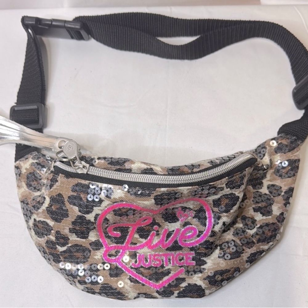 Justice Leopard Print Sequin Fanny Pack